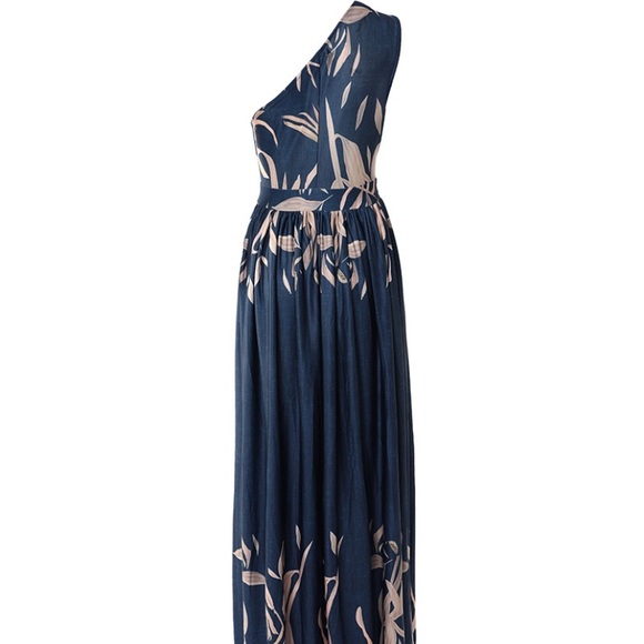 NWT ChicMe Plants Print High Slit Cutout Maxi Dress - Picture 6 of 8